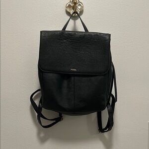Fossil Claire Leather Black Backpack